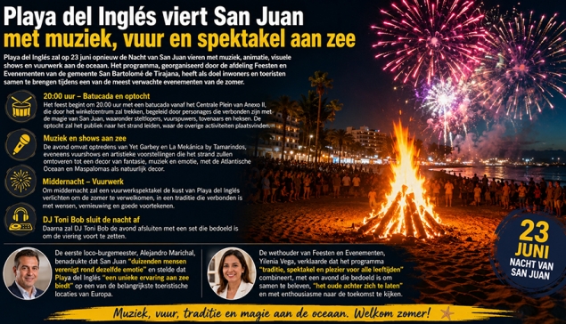 Playa del Inglés viert San Juan met muziek, vuur en spektakel aan zee