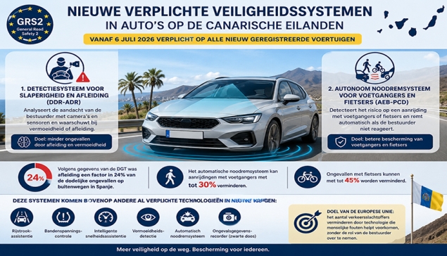 Nieuwe verplichte veiligheidssystemen in auto's op de Canarische Eilanden vanaf juli 2026